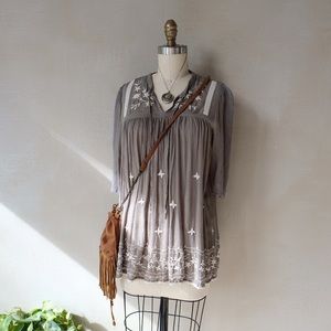 Free People Boho bell sleeved grey top/dress